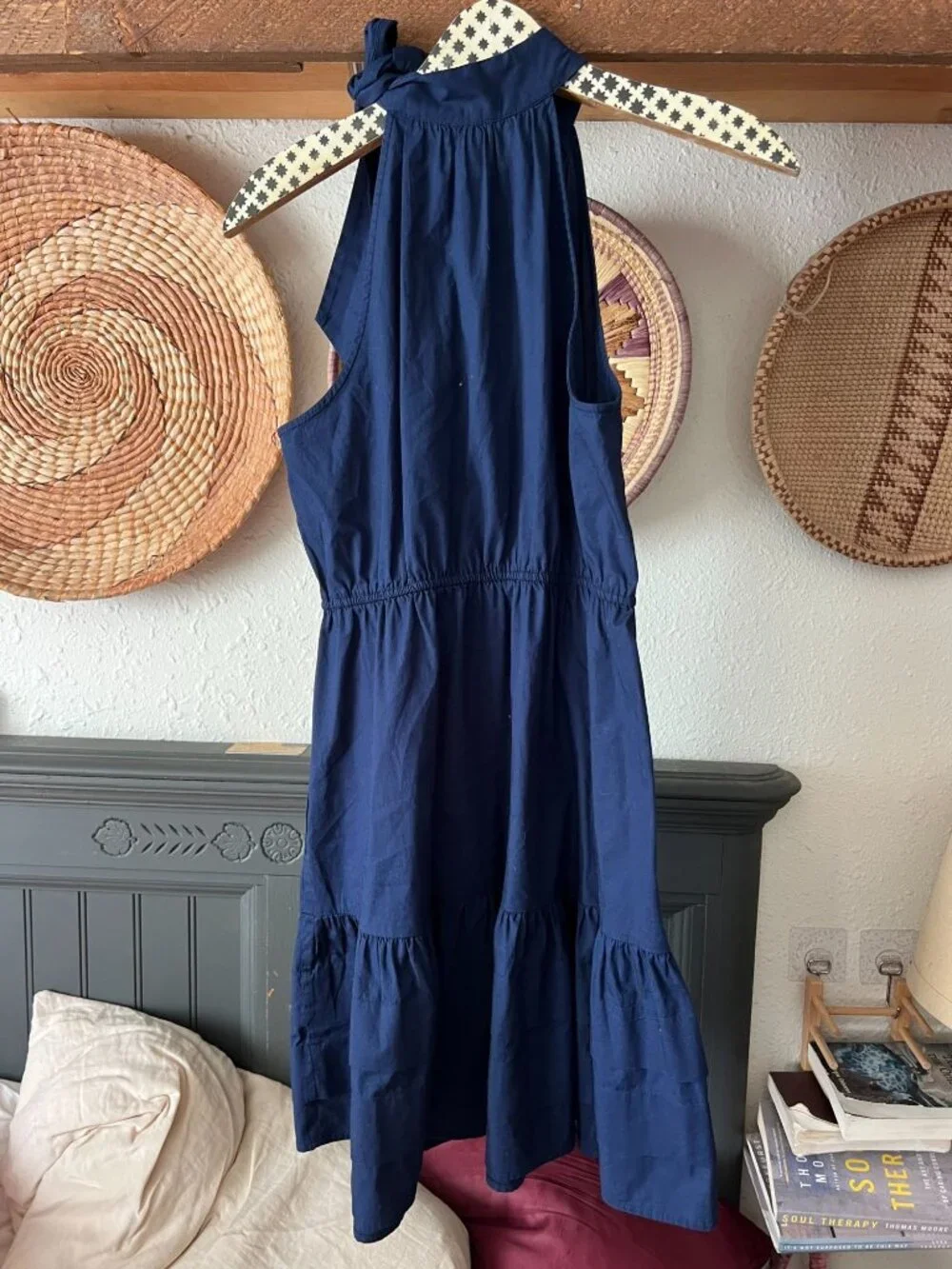J.Crew Sz 8 Poplin Halter Neck Dress, Navy Blue Cute Summer Dress Classic Minima